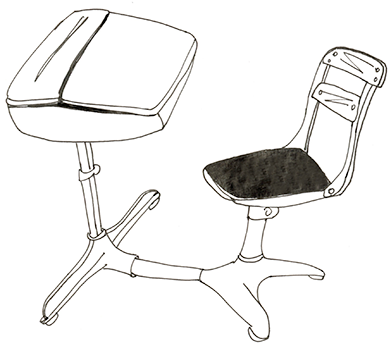 School desk and chair illustration